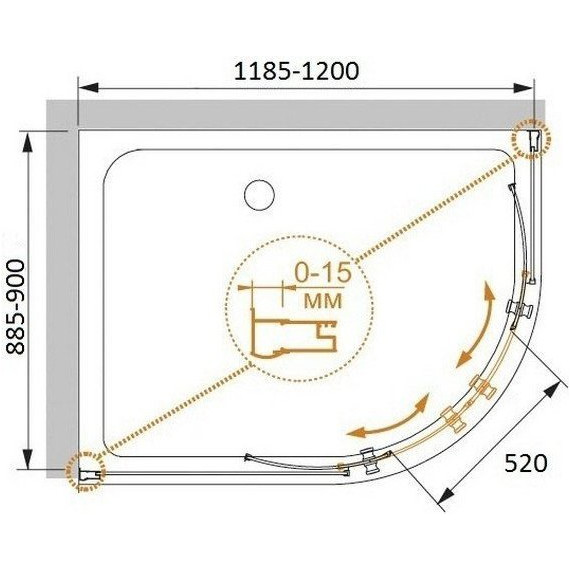 Душевое ограждение Cezares 120х90 см ECO-O-RH-2-120/90-P-Cr, хром/матовое - фото 5