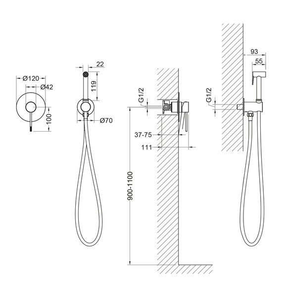 Набор для гигиенического душа Timo Saona 2389/19SM (со скрытой частью) розовое золото - фото 6