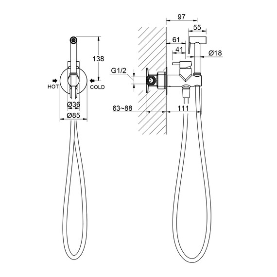 Набор для гигиенического душа Timo Saona 2337/16SM (со скрытой частью) белый матовый - фото 2