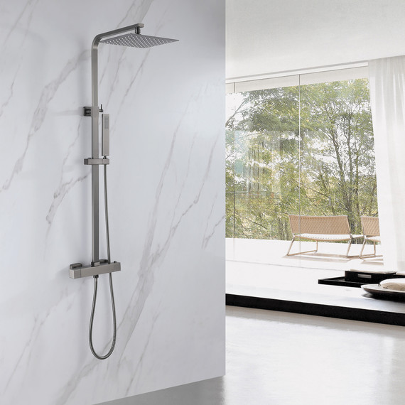 Душевая стойка с термостатом Abber Daheim AF8260NGL, никель - фото 2