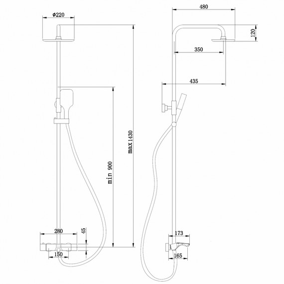 Душевая стойка с термостатом Abber Thermostat AF8516SPL, сатин - фото 6