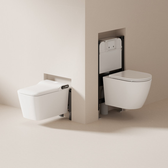 Инсталляция с подвесным унитазом комплект: Abber AC0101P2 с подвесным импульсным унитазом-биде Rechteck AC1215S с крышкой микролифт - фото 24