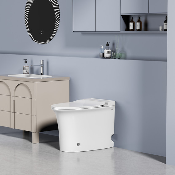 Унитаз приставной импульсный Abber Bequem AC1125P с тонкой крышкой микролифт (выпуск горизонтальный) - фото 2