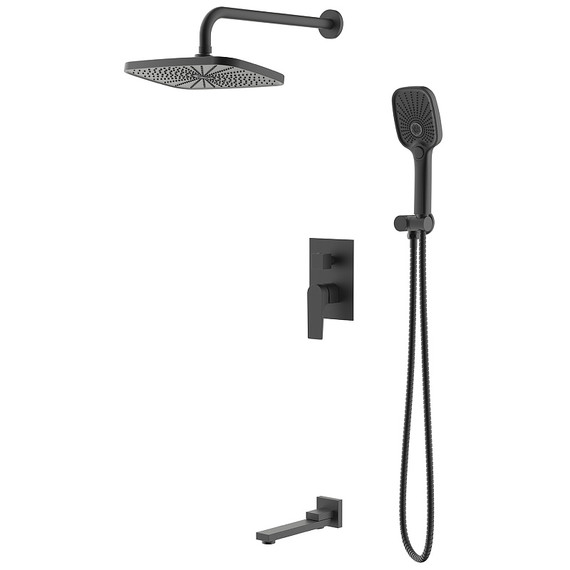 Душевая система для ванны Azario Arida AZ-K7354B (со скрытой частью) чёрный матовый - фото 