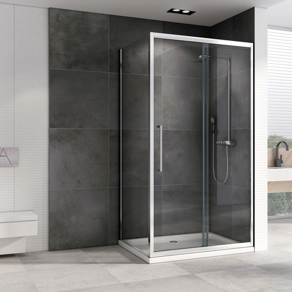 Душевое ограждение Abber Schwarzer Diamant 100х60 см AG30100H-S60-S60, хром/прозрачное - фото 2