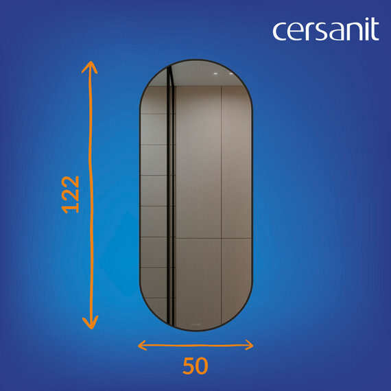 Зеркало Cersanit Eclipse Smart Led 50*122 см артикул 64151, рамка черного цвета - фото 