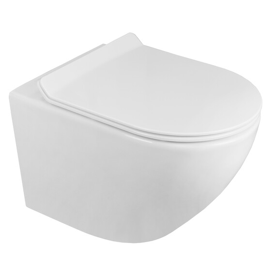 Унитаз подвесной безободковый Azario Grado AZ-0046-N с тонкой крышкой микролифт, Цвет производителя: белый - фото 2