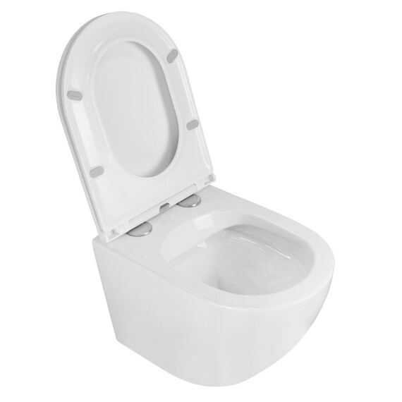 Унитаз подвесной безободковый Azario Grado AZ-0046-N с тонкой крышкой микролифт, Цвет производителя: белый - фото 5