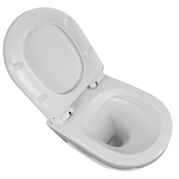 Унитаз подвесной безободковый Azario Grado AZ-0046-N с тонкой крышкой микролифт, Цвет производителя: белый - фото 8