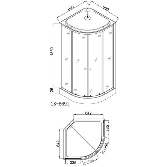 Душевая кабина Loranto CS-6691 F 90х90 см, хром/матовое - фото 3