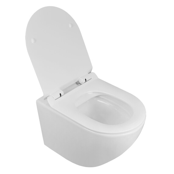 Унитаз подвесной безободковый Azario Grado AZ-0046-N с тонкой крышкой микролифт, Цвет производителя: белый - фото 4