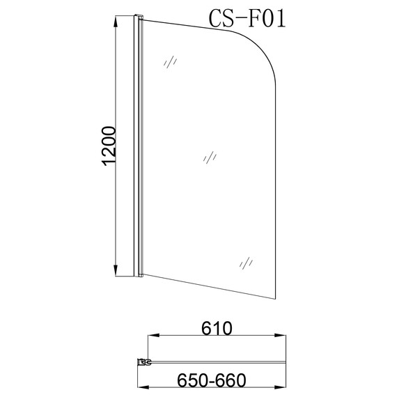 Шторка для ванны Loranto CS-F01 65х120 см, хром/прозрачное - фото 4