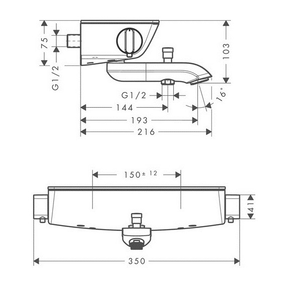 Смеситель для ванны с термостатом Hansgrohe Ecostat Select 13141400, белый/хром - фото 2