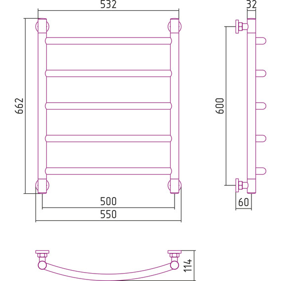 Полотенцесушитель водяной Сунержа Галант+ П5 600х500 мм 00-0200-6050 - фото 6