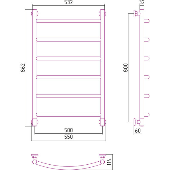 Полотенцесушитель водяной Сунержа Галант+ П6 800х500 мм 00-0200-8050 - фото 6