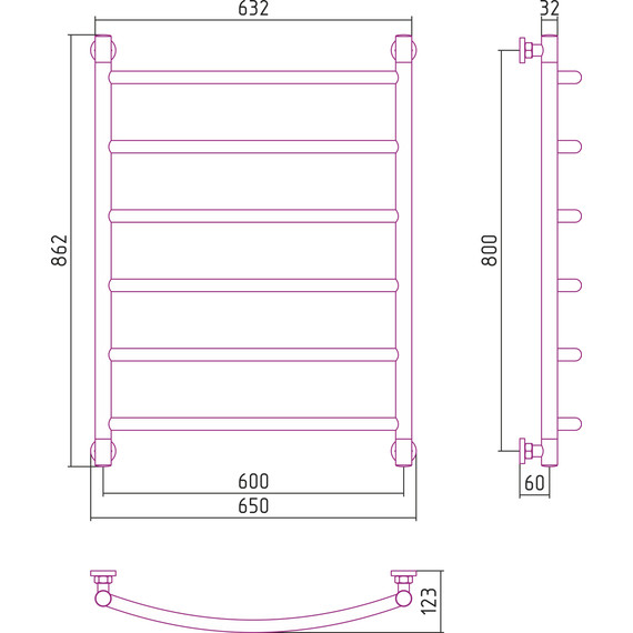 Полотенцесушитель водяной Сунержа Галант+ П6 800х600 мм 00-0200-8060 - фото 6