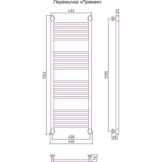 Полотенцесушитель водяной Сунержа Богема+ П20 1200x400 мм (прямая перемычка) 00-0220-1240 - фото 6