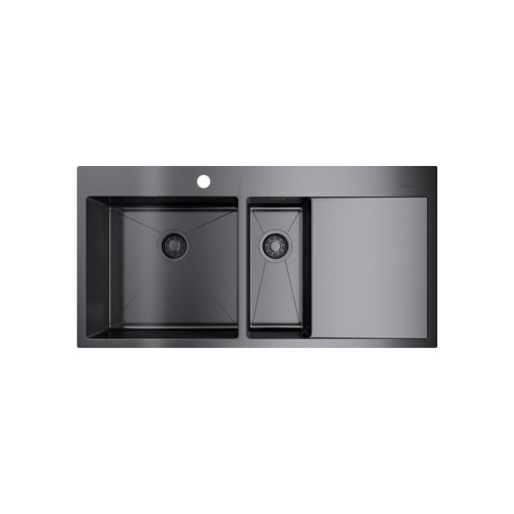 Мойка кухонная Omoikiri Akisame 100-2-GM-L (4973103) 1,2 мм, вороненая сталь, Цвет производителя: вороненая сталь - фото 
