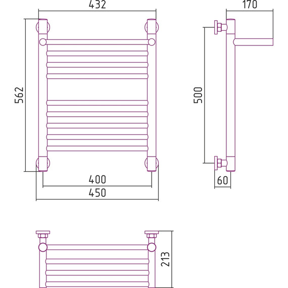 Полотенцесушитель водяной Сунержа Богема с полкой+ П9 500х400 мм 00-0223-5040 - фото 6