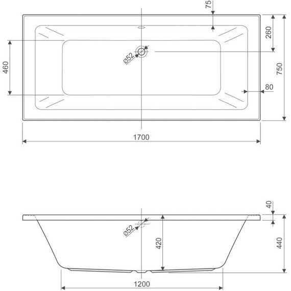 Ванна акриловая Cezares Plane 170x75 см PLANE-170-75-45, Размер - мм: 1700х750 - фото 7