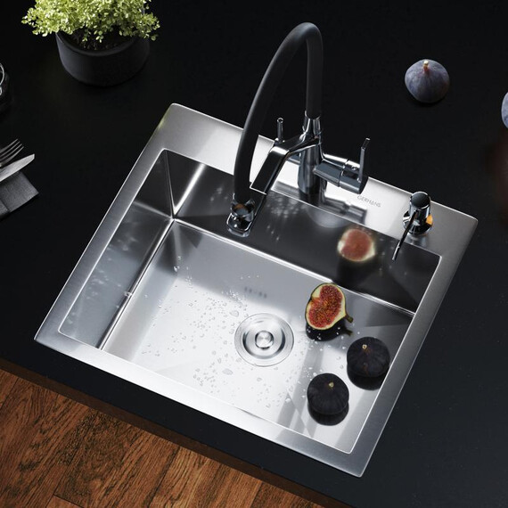 Кухонная мойка Gerhans K35044 3 мм, с отверстием под смеситель и дозатор, нержавеющая сталь, Цвет производителя: нержавеющая сталь - фото 2