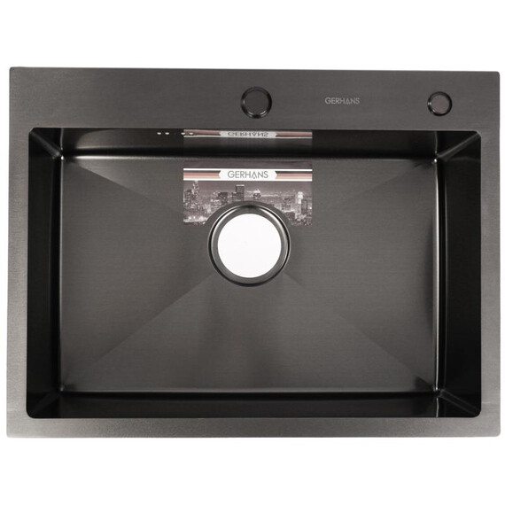 Кухонная мойка Gerhans 60х45см K36045B 3 мм, с отверстием под смеситель и дозатор, с PVD покрытием, графит, Цвет производителя: графит - фото 8