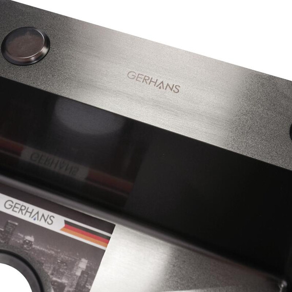 Кухонная мойка Gerhans 60х45см K36045B 3 мм, с отверстием под смеситель и дозатор, с PVD покрытием, графит, Цвет производителя: графит - фото 10