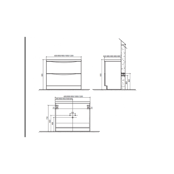 Тумба напольная с раковиной BelBagno ANCONA-N-600-2C-PIA-RW 60 см, темный дуб - фото 4