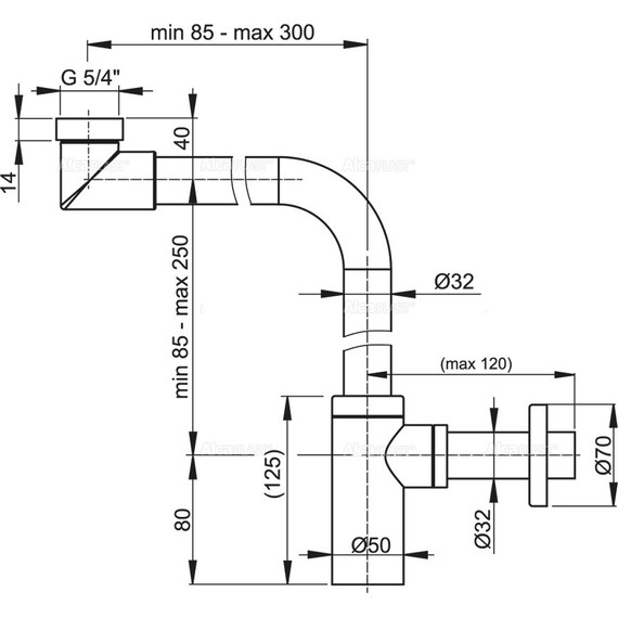 Сифон для умывальника AlcaPlast A403 DESIGN DN32 - фото 2