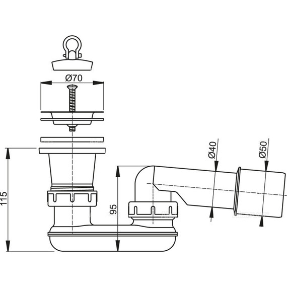 Сифон для душевого поддона Alcaplast A461-50 DN50 - фото 2