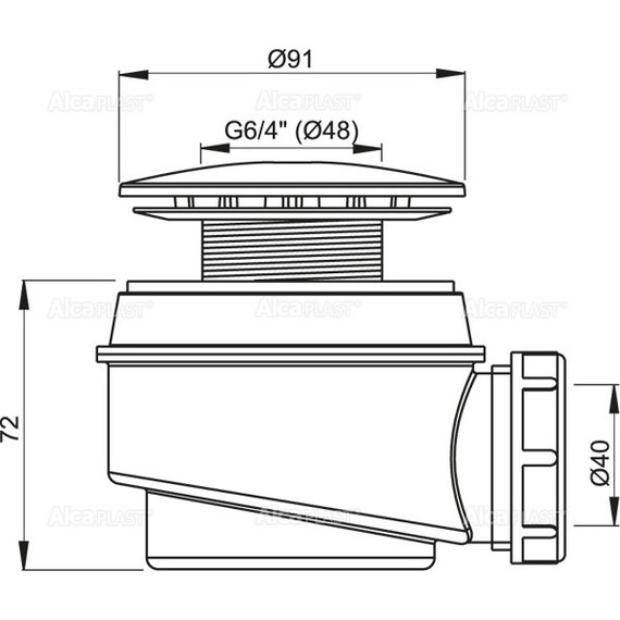 Сифон для душевого поддона AlcaPlast A47CR DN60 - фото 2