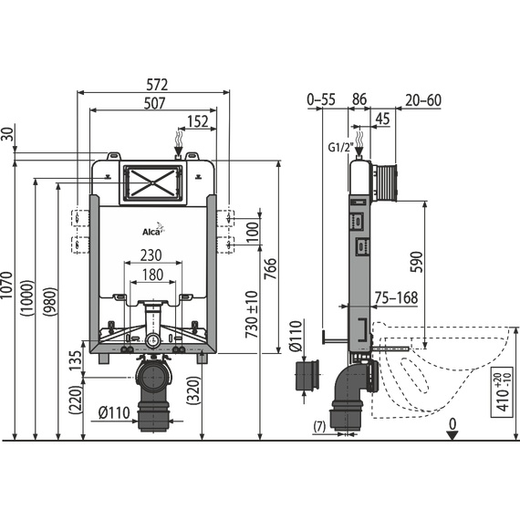 Инсталляция для подвесного унитаза Alcaplast AM1115/1000 Renovмodul - фото 3