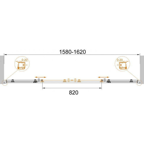 Душевая дверь Cezares 160 см ANIMA-W-BF-2-160-C-Cr, хром/прозрачное - фото 2