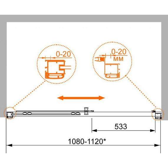 Душевая дверь Cezares 110 см ANIMA-W-BF-1-110-P-Cr, хром/матовое - фото 4