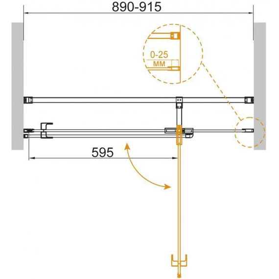 Душевая дверь Cezares 90 см VALVOLA-B-1-90-C-Cr, хром/прозрачное - фото 2