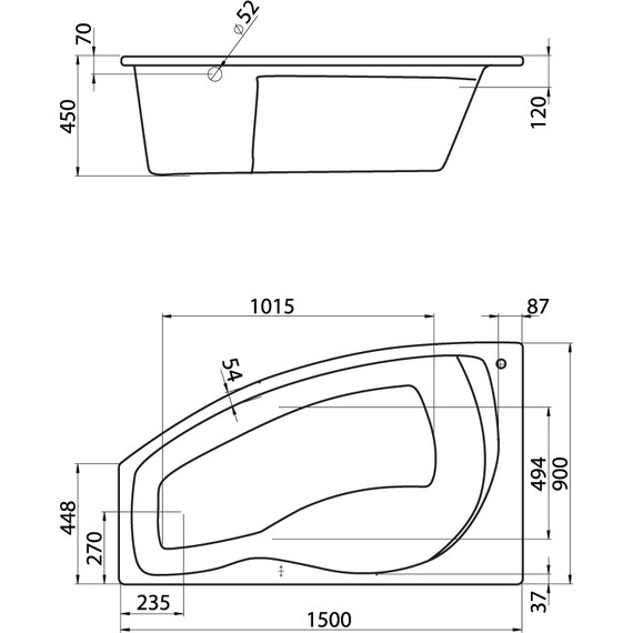 Ванна акриловая Santek Майорка 150x90 см 1.WH11.1.984 L, Размер - мм: 1500х900 - фото 2
