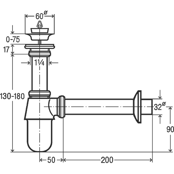 Сифон для умывальника Viega 366681 DN32 - фото 
