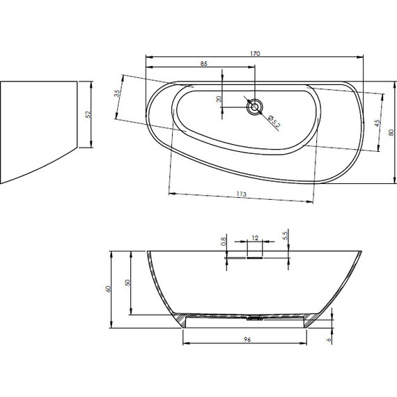 Ванна отдельностоящая Riho GRANADA 170х80 см L - фото 2