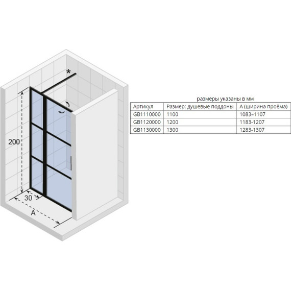 Душевая дверь Riho Grid GB 104 110 см L/R черный/прозрачное - фото 2