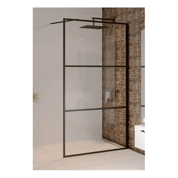 Боковая стенка Riho Grid GB 400 140 см с кронштейном в комплекте, черный/прозрачное - фото 