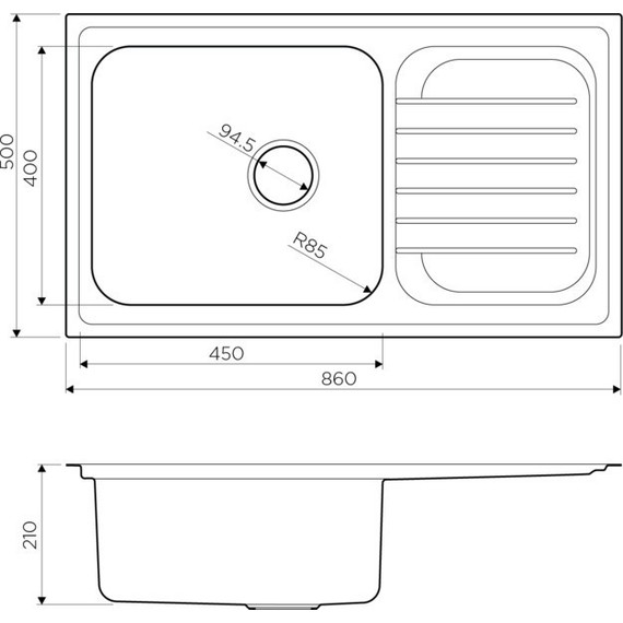 Кухонная мойка Omoikiri HARUNA 86 IN (4993451) 0,9 мм, нержавеющая сталь - фото 3