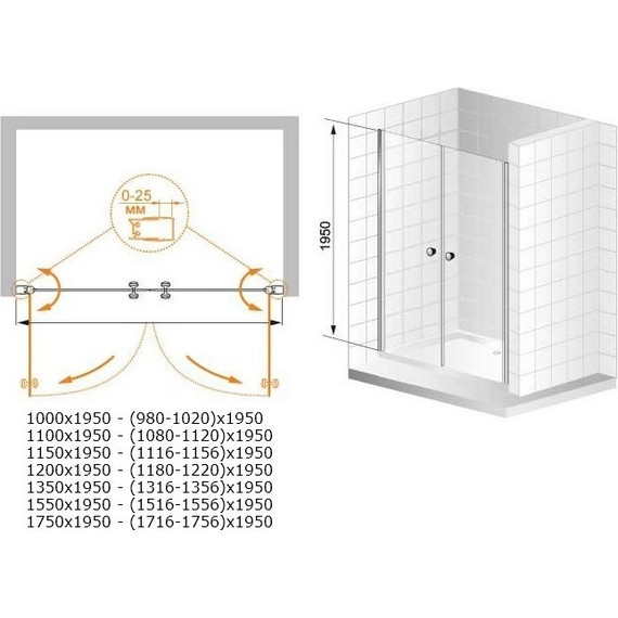 Душевая дверь Cezares 155 см ELENA-W-B-2-160-P-Cr, хром/матовое - фото 4