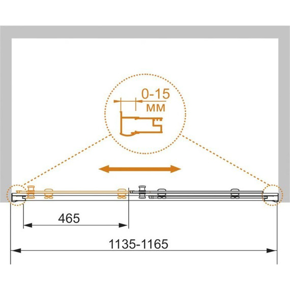 Душевая дверь Cezares 115 см PRATICO-BF-1-115-C-Cr, хром/прозрачное - фото 2