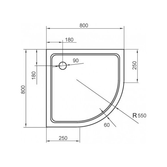 Акриловый поддон Cezares TRAY-A-R-80-550-15-W 80х80 см - фото 2