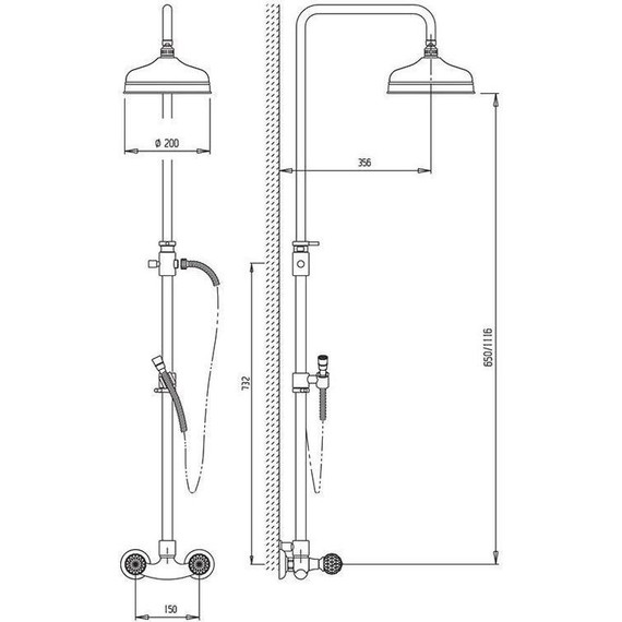 Душевая стойка Cezares Atlantis-Nostalgia CD 02, Цвет производителя: бронза - фото 2