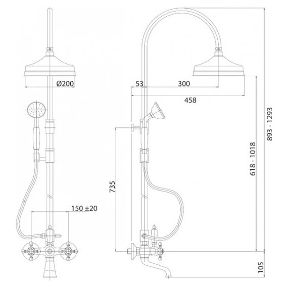 Душевая стойка Cezares Golf CVD 01 Bi, Цвет производителя: хром - фото 2