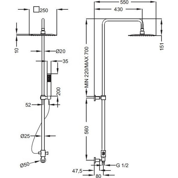Душевая стойка с термостатом Cezares Molveno CD T 01 Cr - фото 2