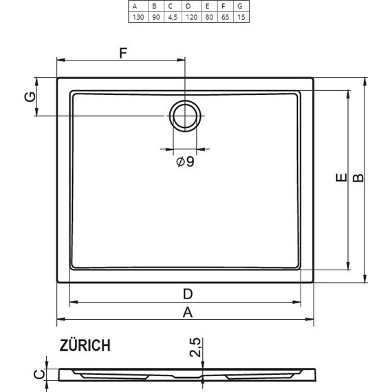 Акриловый поддон Riho Zurich 262 130х90 см D001001005 - фото 2