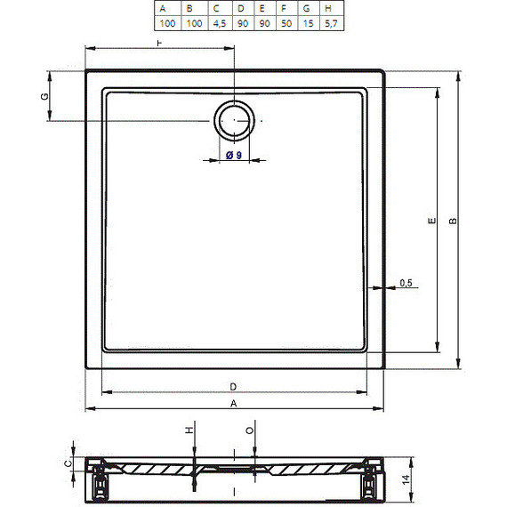 Акриловый поддон Riho Davos 261 100х100 см D002011005 - фото 2