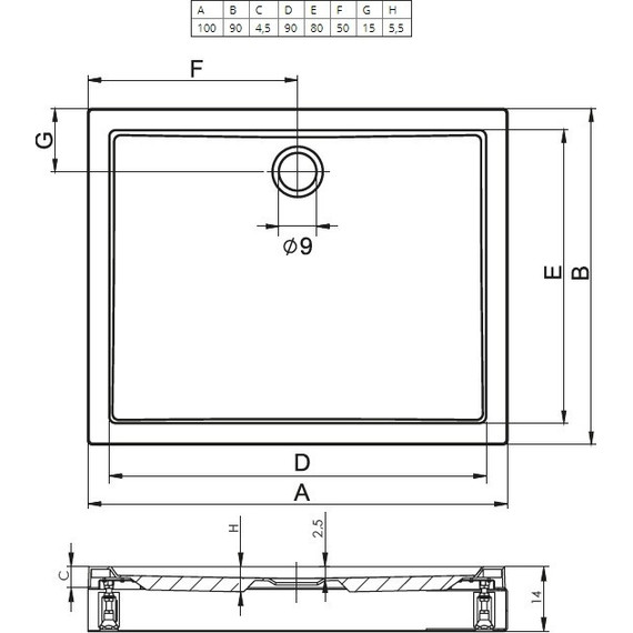Акриловый поддон Riho Davos 253 100х90 см D002007005 - фото 2